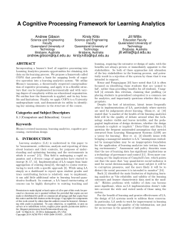 A Cognitive Processing Framework for Learning Analytics