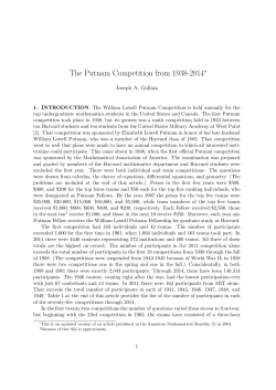 The Putnam Competition from 1938-2014