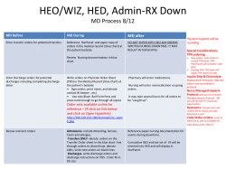 HEO/WIZ, HED, AdminRX down orders, nurse documentation