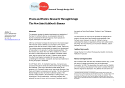 Praxis and Poetics: Research Through Design The New Saint