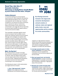 Round Two, Jobs Idea #4 Economic Inclusion