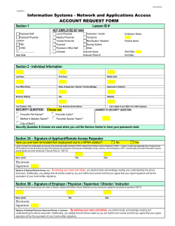 01/22/2014 Information Systems - Network and Applications Access