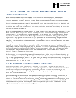 Healthy Employees, Lower Premiums: How to Get the Health You