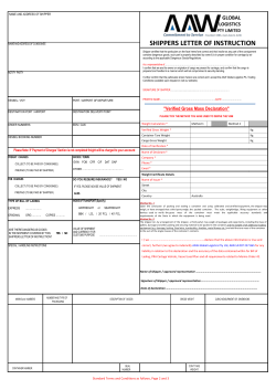 NAME AND ADDRESS OF SHIPPER SHIPPERS LETTER OF