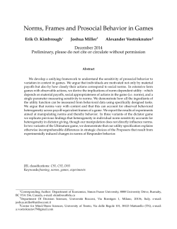 Norms, Frames and Prosocial Behavior in Games