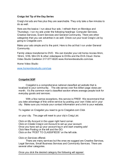 Craigs list Tip of the Day Series