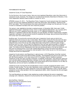 FOR IMMEDIATE RELEASE: Jessamine County, KY Goes