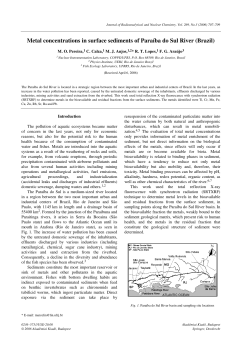 Metal concentrations in surface sediments of Para&iacute;ba do Sul
