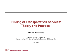 Pricing of transportation services: theory and practice I