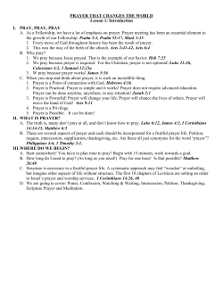 PRAYER THAT CHANGES THE WORLD Lesson 1