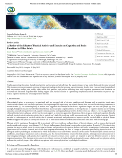 A Review of the Effects of Physical Activity and Exercise on