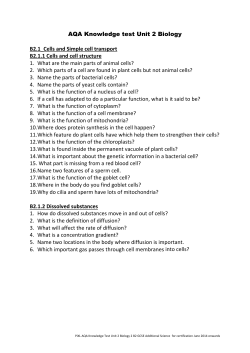 AQA Knowledge test Unit 2 Biology B2.1_Cells and Simple cell