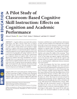 A Pilot Study of Classroom-Based Cognitive Skill