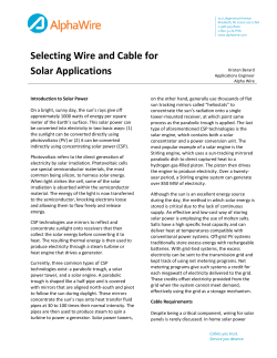 Selecting Wire and Cable for Solar Applications