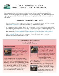 Florida Homeowner`s Guide to Battery Recycling