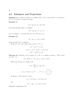 4.2 Subspaces and Projections
