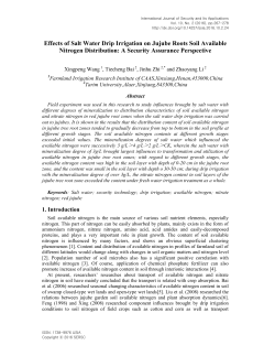 Effects of Salt Water Drip Irrigation on Jujube Roots Soil