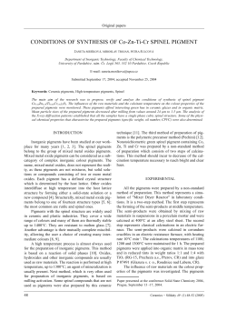 CONDITIONS OF SYNTHESIS OF Co-Zn-Ti