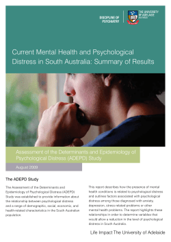 Current Mental Health and Psychological Distress in South Australia