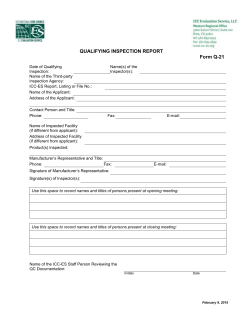 ICC-ES Qualifying Inspection Report (Form Q-21)