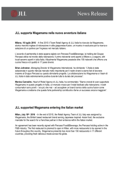 JLL supported Wagamama entering the Italian market