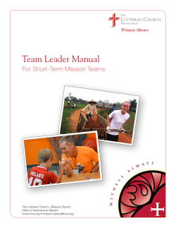 Team Leader Manual - The Lutheran Church&mdash;Missouri Synod