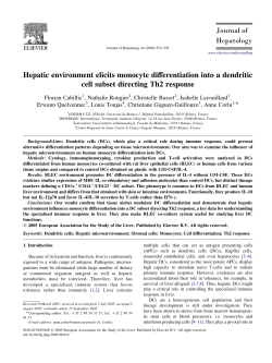 Hepatic environment elicits monocyte differentiation into a dendritic