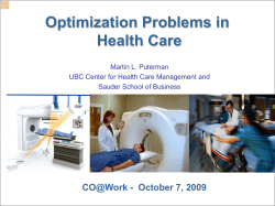Optimization Problems in Health Care