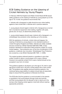 ECB Safety Guidance on the Wearing of Cricket Helmets by Young