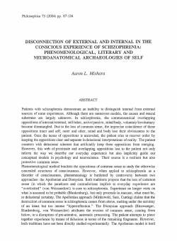Disconnection of External and Internal in the Conscious Experience