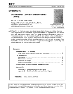 experiment - Teaching Issues and Experiments in Ecology