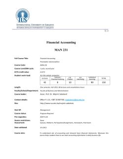 Financial Accounting MAN 231 - International University of Sarajevo