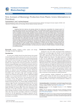 New Avenues of Bioenergy Production from Plants: Green