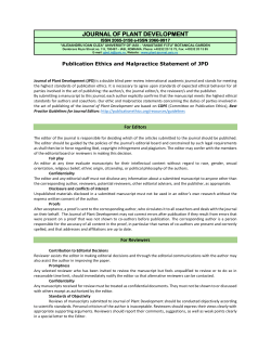 JOURNAL OF PLANT DEVELOPMENT JOURNAL OF PLANT