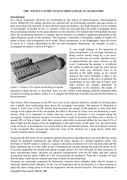The novice`s guide to electron linear accelerators