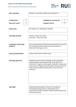 title of module Module 5: Concepts of Molecular Chemistry 1 credit