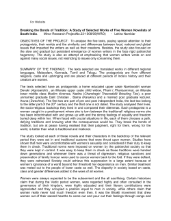 For Website Breaking the Bonds of Tradition: A Study of Selected