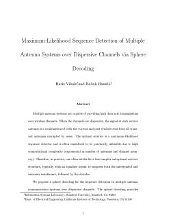 Maximum-Likelihood Sequence Detection of Multiple Antenna