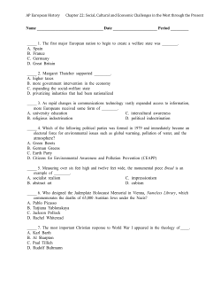 AP European History Chapter 22: Social, Cultural and Economic