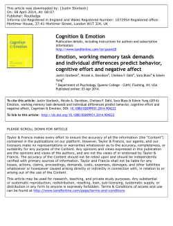 Emotion, working memory task demands and individual differences