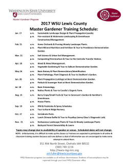 2017 WSU Lewis County Master Gardener Training Schedule