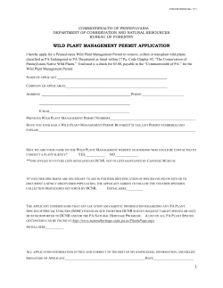 Wild Plant Permit - Pa. Dept. of Conservation and Natural Resources