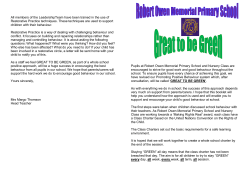 Great to be GREEN! - Robert Owen Memorial Primary School