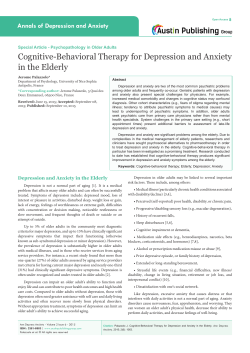 Cognitive-Behavioral Therapy for Depression and Anxiety in the