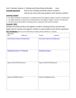 Multiply and Divide Rational Numbers Essential Questions How do