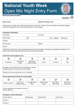 National Youth Week Open Mic Night Entry Form