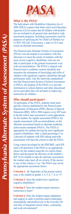 Pennsylvania Alternate System of Assessment (PASA)