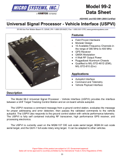 Universal Signal Processor - Vehicle Interface (USPVI) Data Sheet