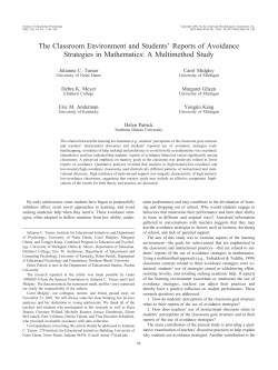 The Classroom Environment and Students` Reports of Avoidance