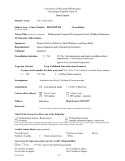 EDUINDP 449 Mathematical Concepts Development in Early